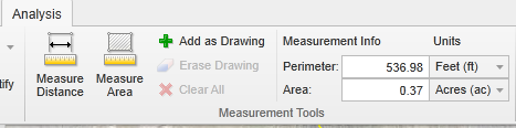The “Measure Area” tool on the “Analysis” tab.
